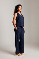 Navy Co-Linen Waistcoat Set - Sale