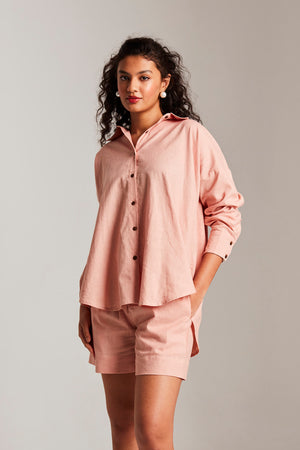 Rosé Co-Linen Classic Shirt Set