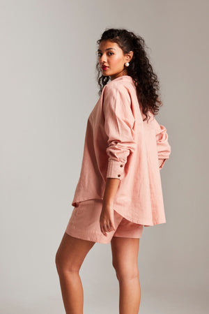 Rosé Co-Linen Classic Shirt Set