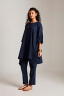 Navy Co-Linen Slim Pants On Sale