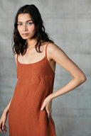 Cinnamon Linen Slip Dress - Sale