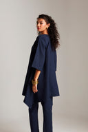 Navy Co-Linen Slim Pants On Sale