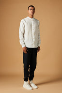Taj Linen Band Collar Shirt On Sale