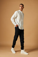 Taj Linen Band Collar Shirt On Sale