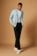 Midnight Linen Pleated Trousers On Sale