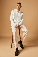 Badami Linen Pleated Trousers On Sale