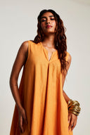 Mango Co-Linen Sleeveless Flared Kurta On Sale