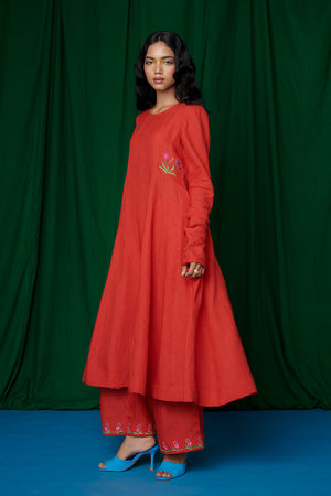 Kumkum Linen Anarkali Kurta Set