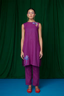 Violet Linen Fitted Kurta Set