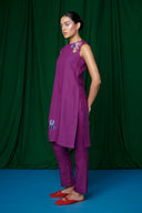 Violet Linen Fitted Kurta Set