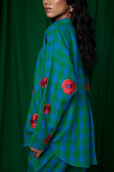 Forest Linen Oversized Flared Shirt - Sale