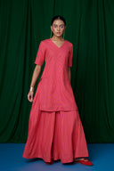 Coral Linen Sharara Set