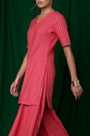 Coral Linen Sharara Kurta On Sale