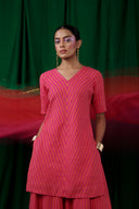 Coral Linen Sharara Set