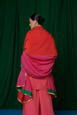 Coral Linen Sharara Set with Dupatta