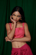 Coral Linen Bustier Top - Sale