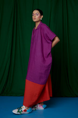 Violet Linen Kaftan Dress