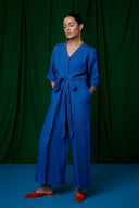 Neelam Linen Pleated Wrap Jumpsuit On Sale