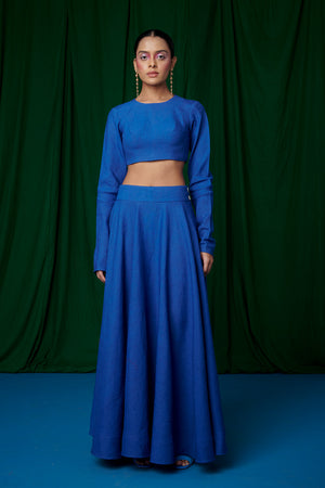 Neelam Linen Crop Top and Ghera Skirt