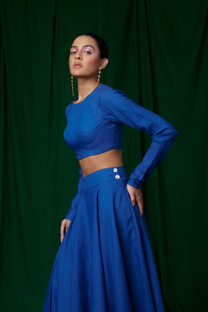 Neelam Linen Crop Top and Ghera Skirt