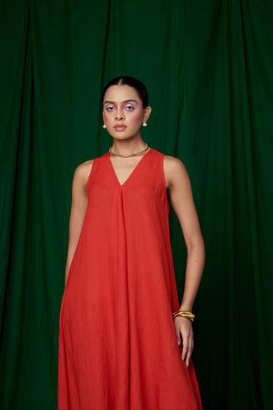 Kumkum Linen Flared Dress