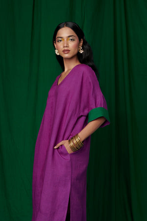 Violet Linen Dolman Kurta Set