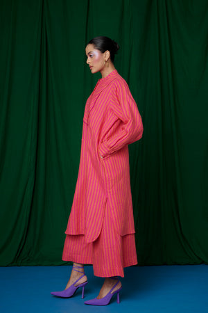 Coral Linen Shirt Dress and Culotte Pants