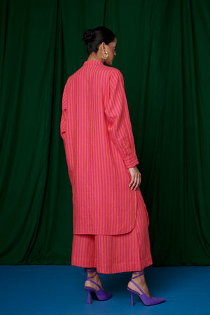 Coral Linen Shirt Dress and Culotte Pants