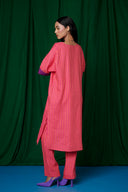 Coral Linen Dolman Kurta Set - Sale