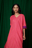 Coral Linen Dolman Kurta Set On Sale
