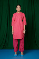 Coral Linen Panelled Kurta On Sale