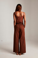 Mocha Co-Linen Wrap Pants