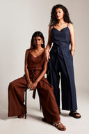Mocha Co-Linen Wrap Pants - Sale