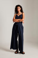 Navy Co-Linen Camisole Top On Sale
