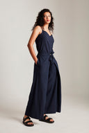 Navy Co-Linen Wrap Pants - Sale