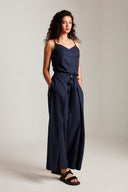 Navy Co-Linen Wrap Pants - Sale