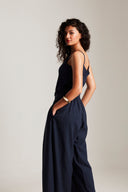 Navy Co-Linen Camisole Top - Sale