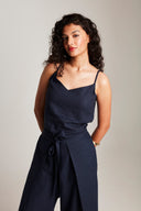 Navy Co-Linen Camisole Top - Sale