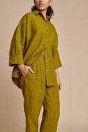 Mehendi Linen Pleated Pants - Sale