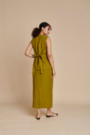 Mehendi Linen Vest & Column Skirt Set - Sale