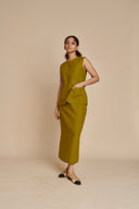 Mehendi Linen Vest & Column Skirt Set - Sale