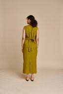 Mehendi Linen Vest & Column Skirt Set - Sale