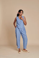 Ashwem Linen Side Pleated Pants - Sale