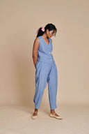 Ashwem Linen Side Pleated Pants - Sale