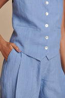 Ashwem Linen Side Pleated Pants - Sale