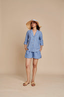 Ashwem Linen Lapel Collar Shirt Set On Sale