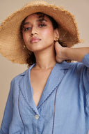 Ashwem Linen Lapel Collar Shirt Set On Sale