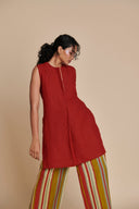 Anaar Leher Linen Sleeveless Kurta Set On Sale