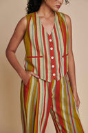 Leher Linen Waist Coat - Sale