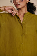 Mehendi Linen Shirt Dress - Sale